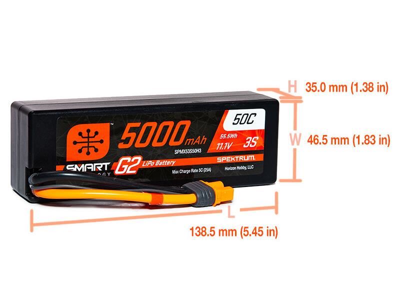 Spektrum 5000mAh 3S 11.1V SMART G2 50C IC3 -