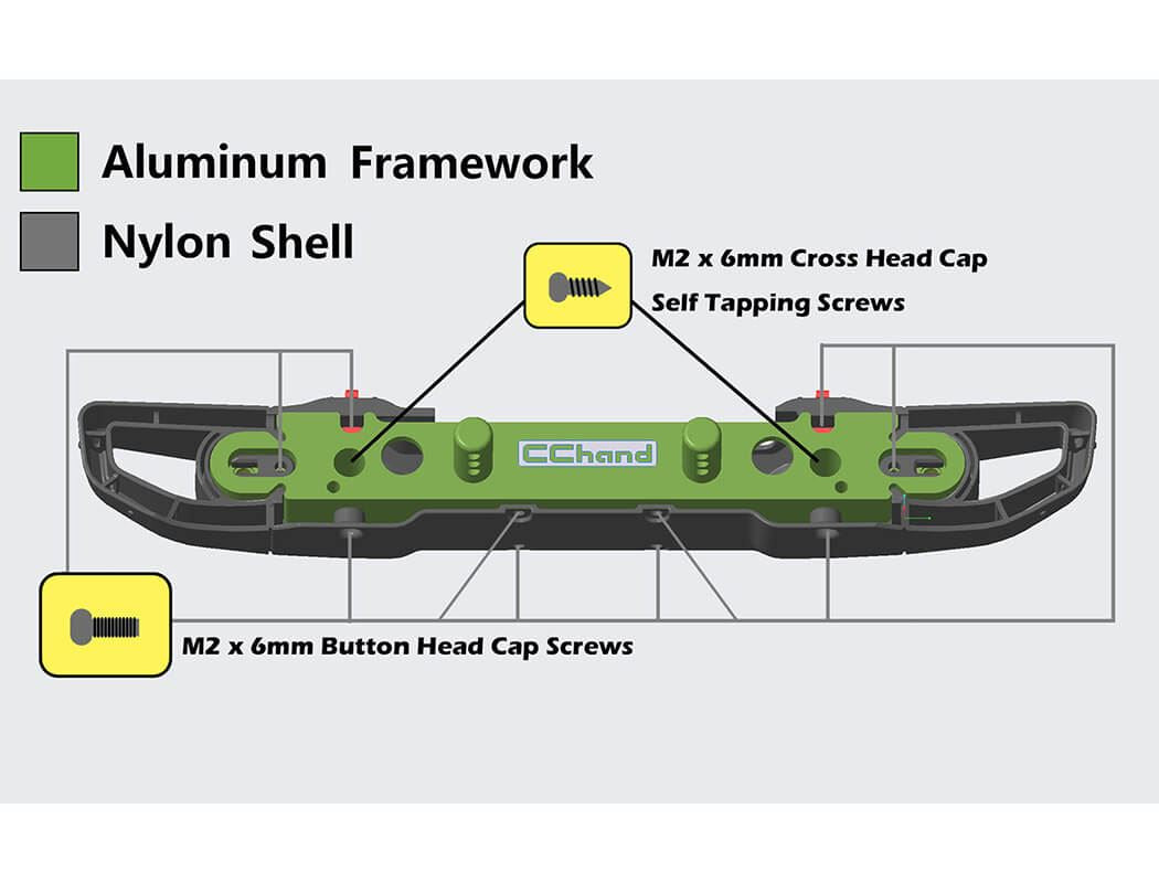 RC4WD OEM WIDE FRONT WINCH BUMPER W/ STEERING GUARD FOR AXIAL 1/10 SCX10 III JEEP (GLADIATOR/WRANGLE