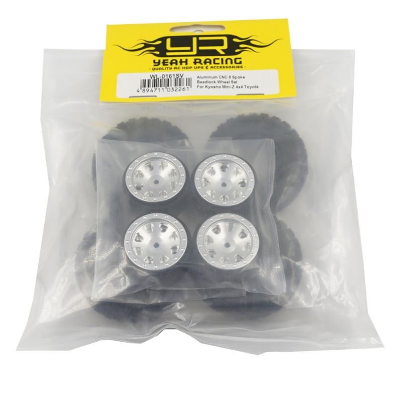 Yeah Racing Aluminum CNC 8 Spoke Beadlock Wheel Set For Kyosho Mini-Z 4x4 Toyota