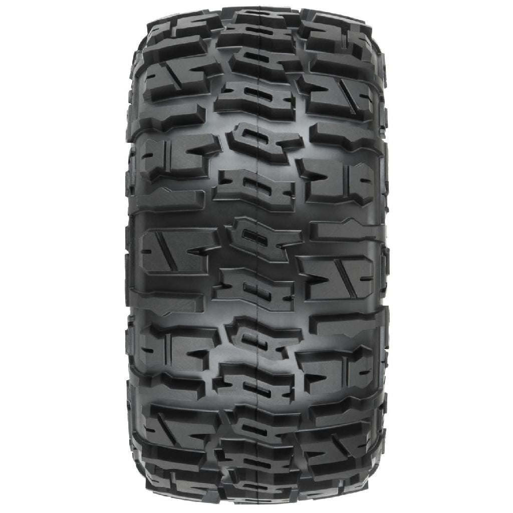 Proline 1/8 Trencher Lp F/R 3.8In Mt Tires Mounted 17mm Blk Raid (2)