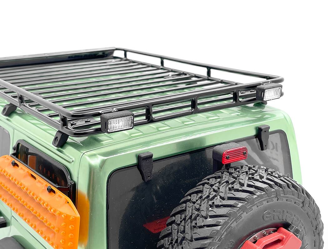RC4WD STEEL TUBE ROOF RACK W/ REAR UTILITY LIGHTS FOR AXIAL 1/10 SCX10 III JEEP JLU WRANGLER