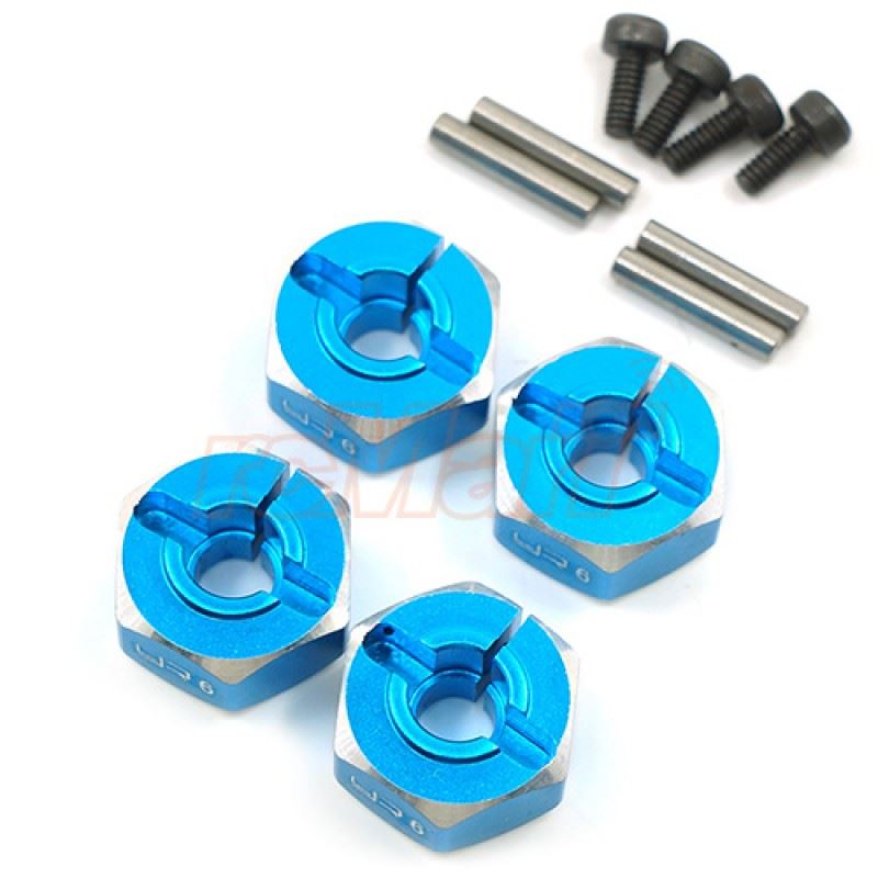 Yeah Racing Aluminum Hex Adaptor Set 12x6mm For 1/10 RC Touring Drift Crawler Blue