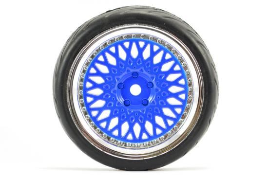 FASTRAX 1/10 STREET/TREAD TYRE CLASSIC BLUE/CHROME WHEEL