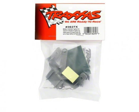TRAXXAS Battery and receiver hold-downs (grey) w/fittings