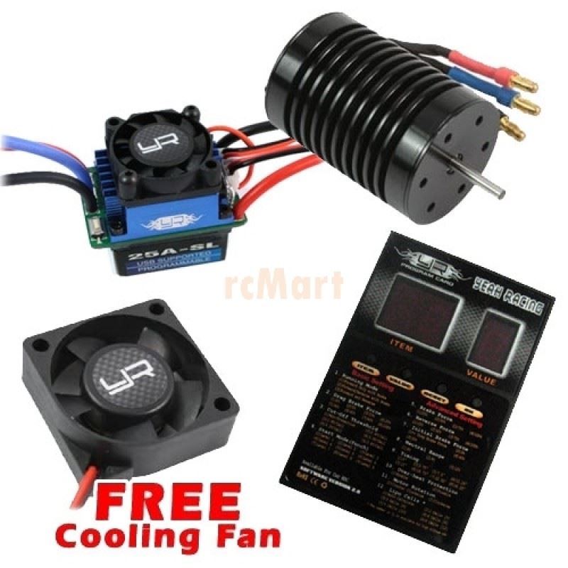 Yeah Racing Ultimate Brainpower Esc 25A (Version 2) & 13T Sensorless Brushless Motor Set+Free Tornado Cooling Fan