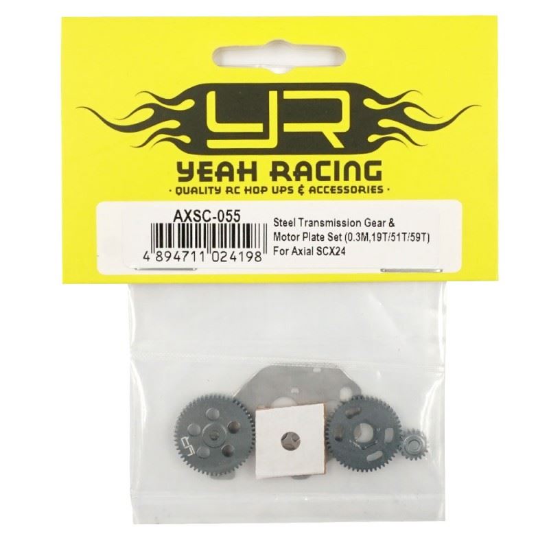Yeah Racing Transmission Gear & Spur Gear w/ Motor Plate Set (0.3M,19T/51T/59T) For Axial SCX24