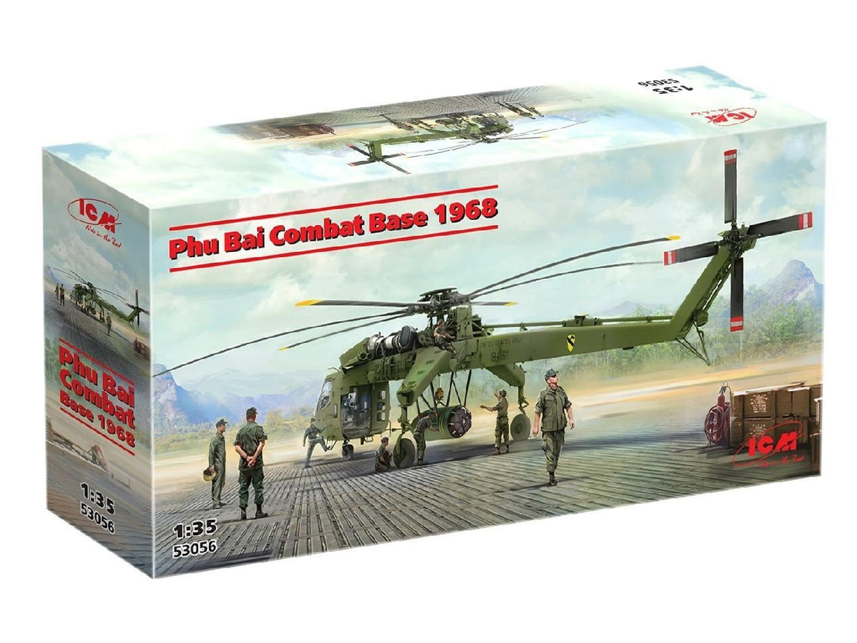 Icm Phu Bai Combat Base, 1968 With Ch-54A Helicopter, Figures & M8A1 Airfield Pavement Slabs