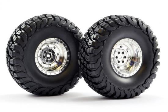 FTX MAULER 2.2" ALL TERRAIN TYRES PRE-GLUED ON CHROME WHEEL