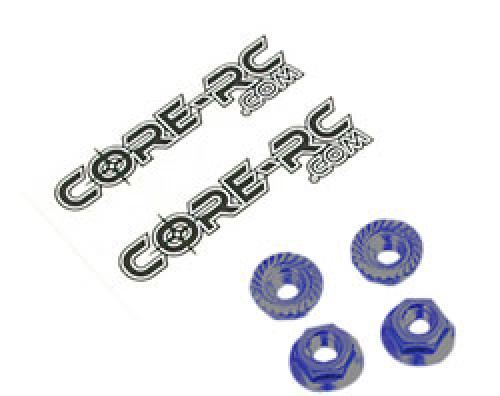 Core RC - Serrated Alloy M4 Nuts; Blue pk 4