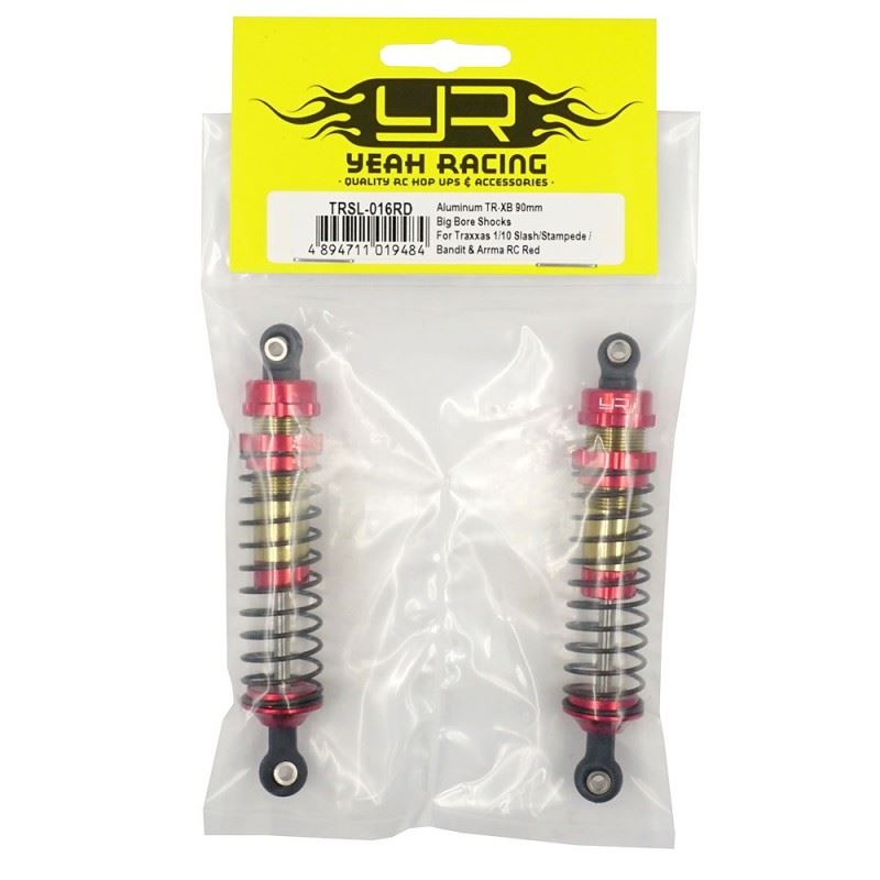 Yeah Racing Aluminum TR-XB 90mm Big Bore Shocks For Traxxas 1/10 Slash Stampede Bandit Arrma RC Red