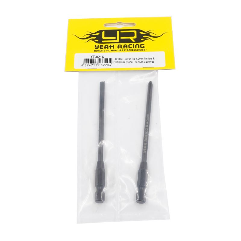 Yeah Racing HD Steel Power Tip 4.0mm Phillips & Flat Driver (Nano Titanium Coating)