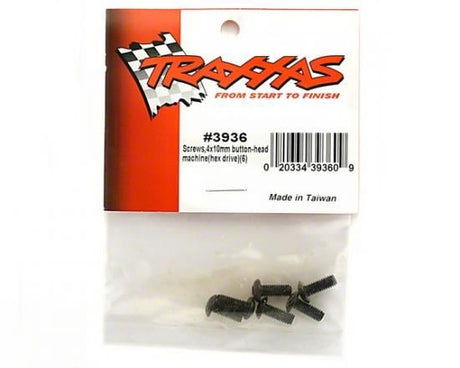 TRAXXAS Screws, 4x10mm button-head machine (hex drive) (6)