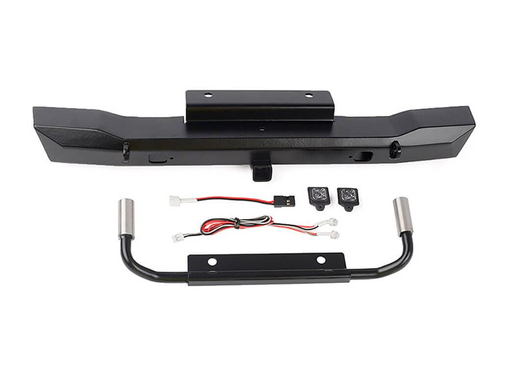 RC4WD EON METAL REAR HITCH BUMPER W/LED & DUAL EXHAUST FOR AXIAL SCX6 JEEP WRANGLER JLU