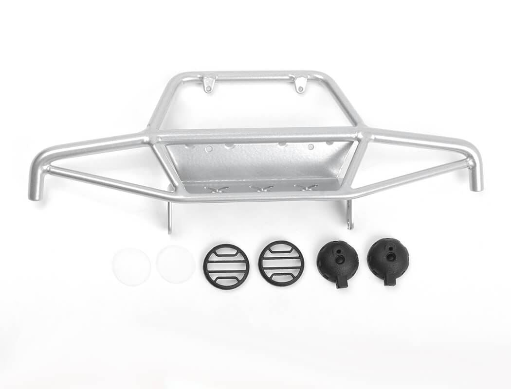 RC4WD TRI-X STEEL STINGER FRONT BUMPER W/ LIGHTS FOR VANQUISH VS4-10 ORIGIN BODY (SILVER)