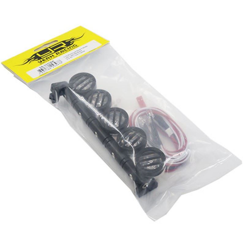 Yeah Racing 1/10 Aluminum Roof 5 White LED Light Set Black For RC Truck Crawler