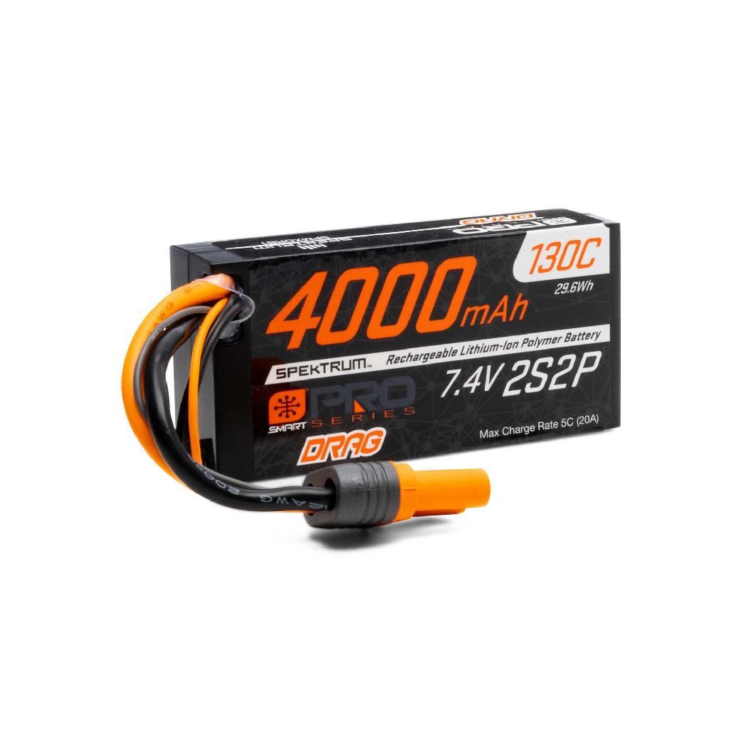 Spektrum 7.4V 4000mAh 2S 130C Smart No Prep Drag LiPo Battery: IC5