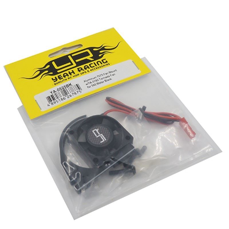Yeah Racing Aluminum 7075 Fan Mount w/ 30mm Tornado Fan for 540 Motor Black