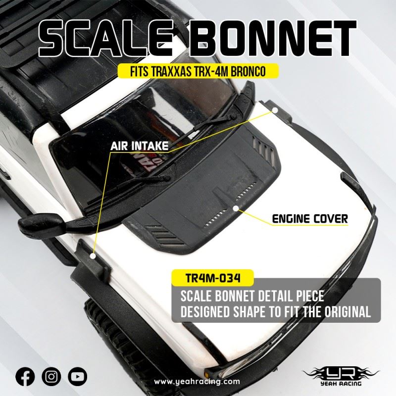 Yeah Racing Plastic Engine Cover & Hood Side Air Intake Grille Fits Traxxas Trx-4M Bronco