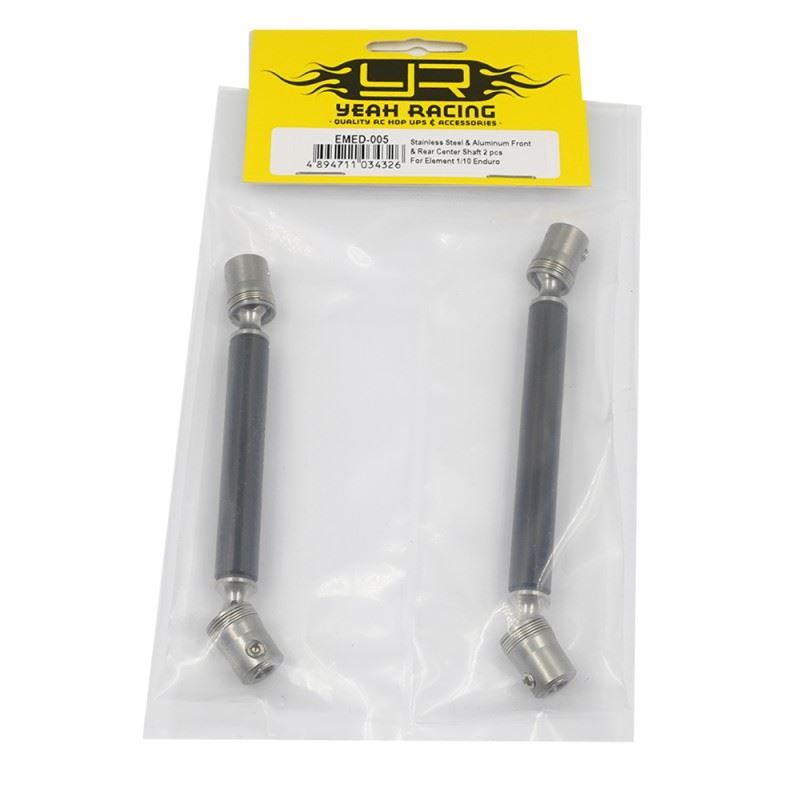 Yeah Racing Stainless Steel & Aluminum Front & Rear Center Shaft 2 pcs For Element 1/10 Enduro