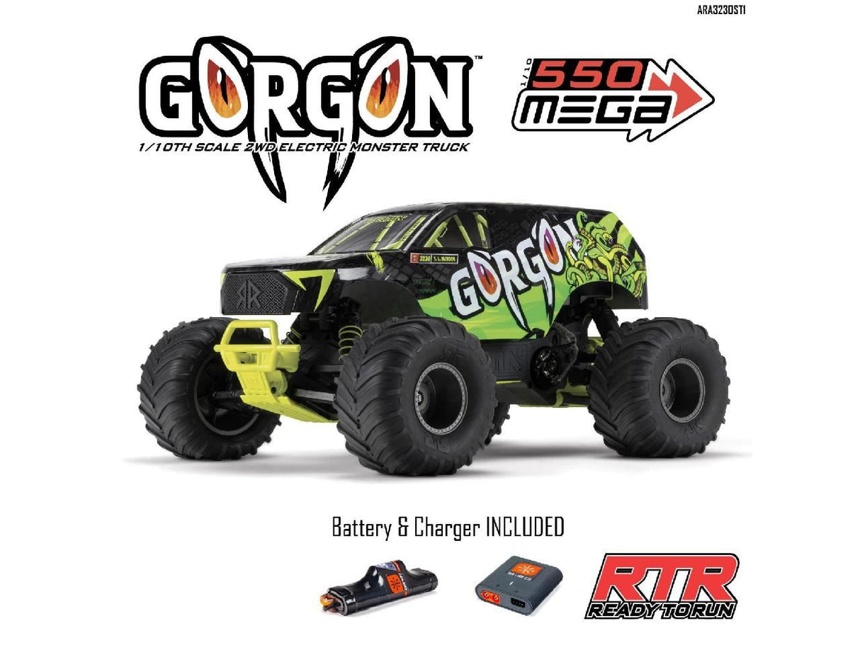 Arrma Gorgon 2wd MT 1/10 RTR Smart w/8.4v Batt/USB Charger Yellow