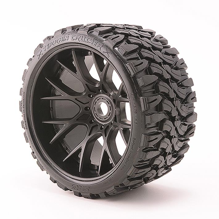 Sweep Terrain Crusher Belted T Yre Black 17mm Wheels 1/2 Offs