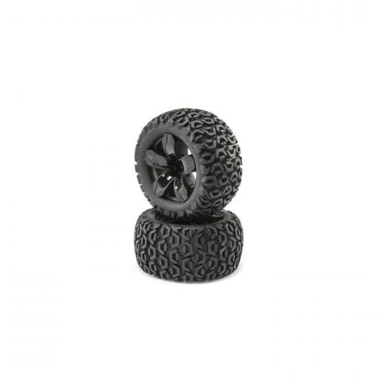 ECX FR/R Tire,Prmnt,Blk Wheel (2):1/10 2wd/4wd Ruckus