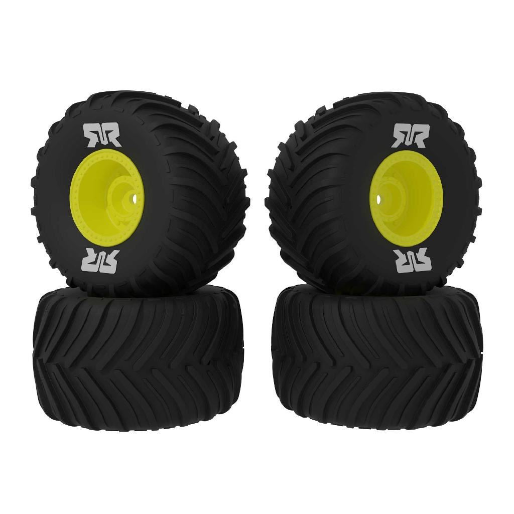 Arrma Dboots Chevron Mt Tire Set Glued, Yellow (2 Pairs): Grom