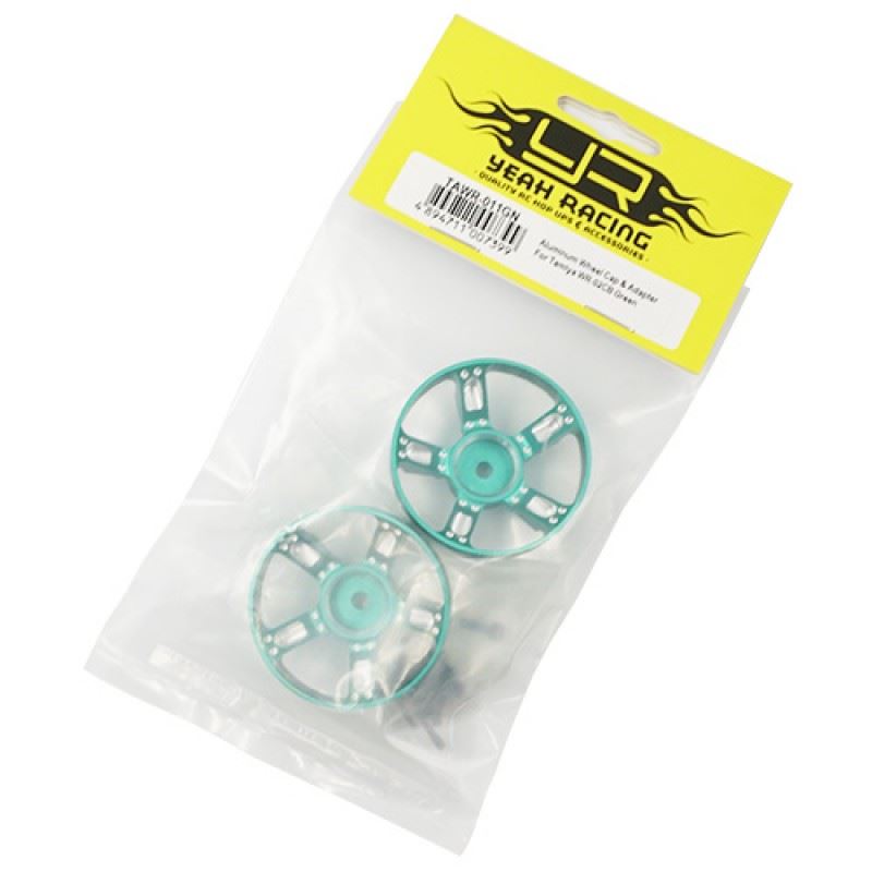 Yeah Racing Aluminum Wheel Cap Cover For Tamiya WR-02CB Green