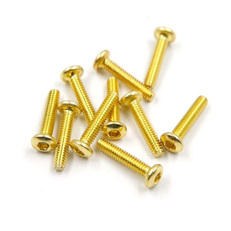 Yeah Racing Stainless Steel Gold Coated Hex Socket Button Head Machine Screw (M2X10Mm) 10Pcs