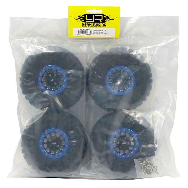 Yeah Racing 1.9 Aluminum CNC F-RG Beadlock Wheels For 1/10 Crawler 4pcs Blue