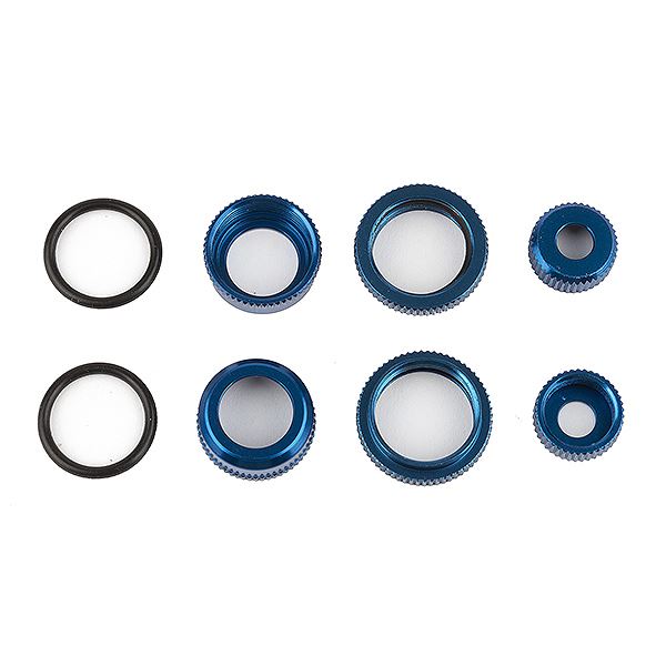 Team Associated Reflex 14B/14T Ft Shock Caps/Collars Bl. Alum