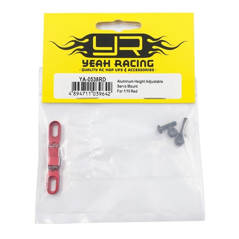 Yeah Racing Aluminum Height Adjustable Servo Mount For 1/10 Red