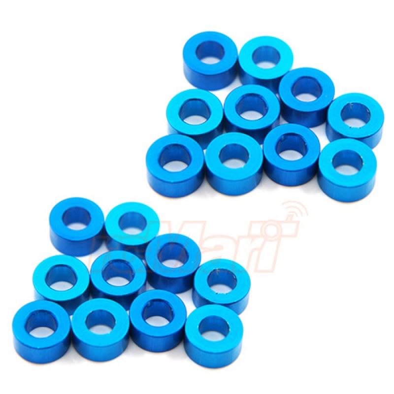 Yeah Racing Aluminum M3 Flat Washer 3mm 20pcs Set Blue
