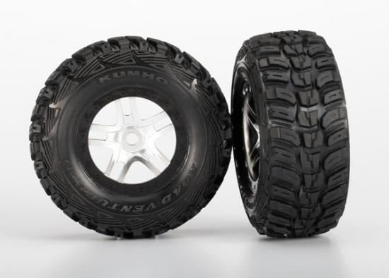 TRAXXAS Tires & wheels, assembled, glued (SCT Split-Spoke satin chr