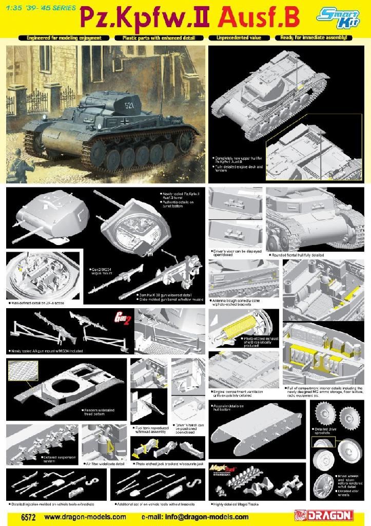 Dragon 1/35 Pz.Kpfw.II Ausf.B w/Interior (Magic Track, Bonus figure set, metal bucket, uniform and GEN 2 w