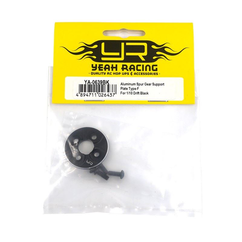 Yeah Racing Aluminum Spur Gear Support Plate Type-F For 1/10 Drift Black