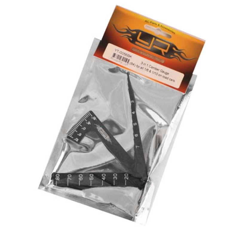 Yeah Racing 3 in 1 Camber Gauge (BK) for all 1/8 & 1/10 on road cars