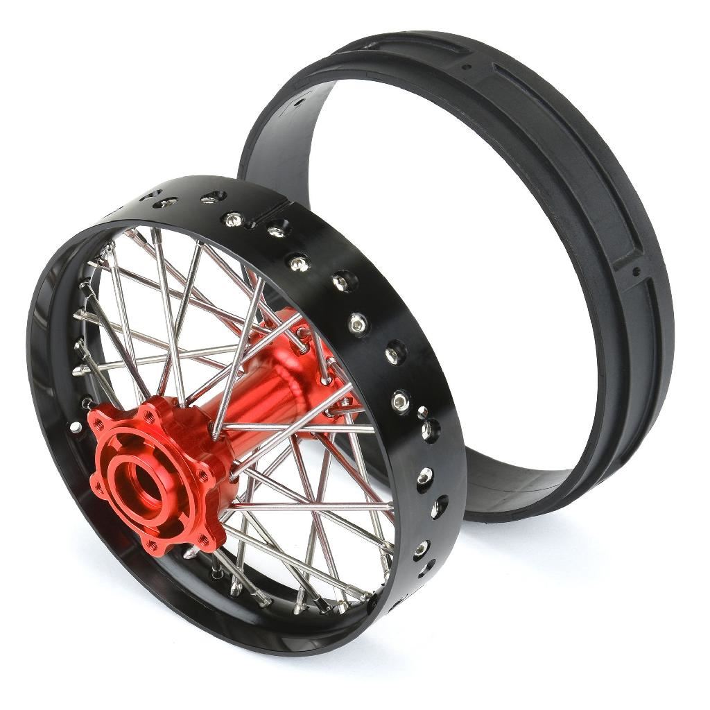 Pro 1/4 Pro-Spec Aluminum V2 Bead Rear Wheel Black/Red (1): Prom