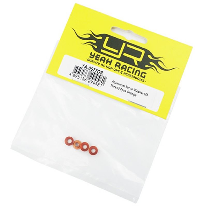 Yeah Racing Aluminum Servo Washer M3 Thread 4pcs Orange