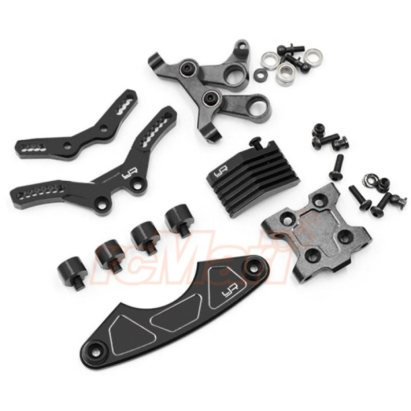 Yeah Racing Aluminum Steering and Suspension Upgrade Conversion Kit For Tamiya M07 Black