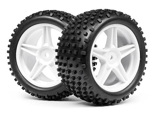 Maverick 1:10 Buggy White Rear Wheel & Tyre Assembly