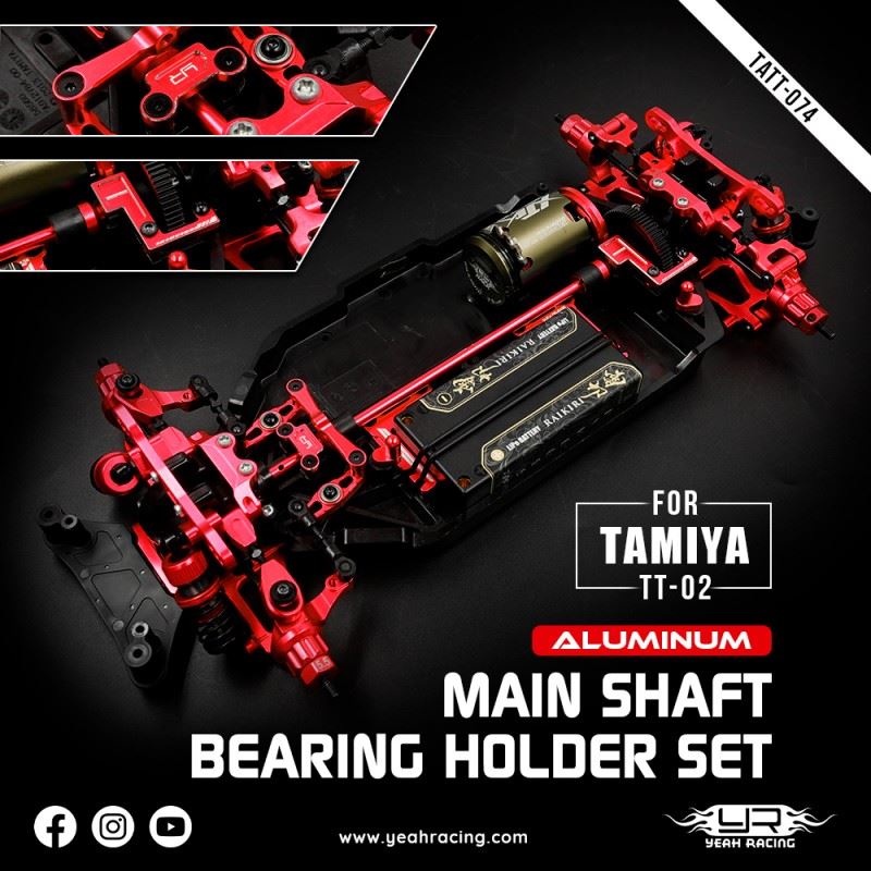 Yeah Racing Aluminum Main Shaft Bearing Holder Set For Tamiya Tt02 Series