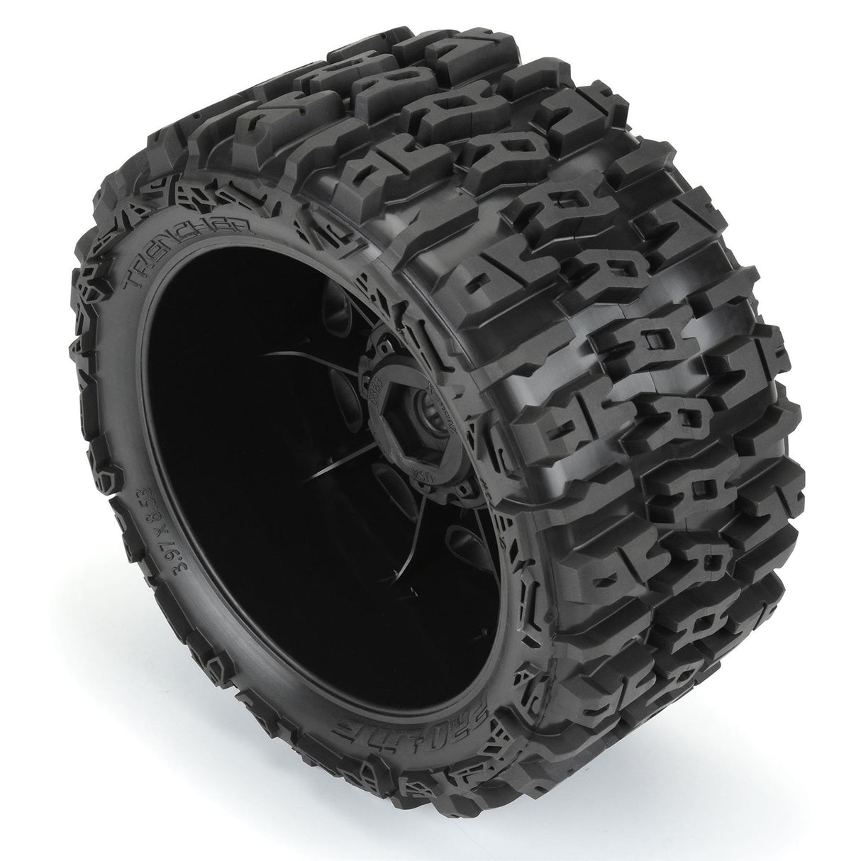 Proline 1/6 Trencher F/R 5.7In Tires Mounted 24mm Black Raid 8X48 Hex