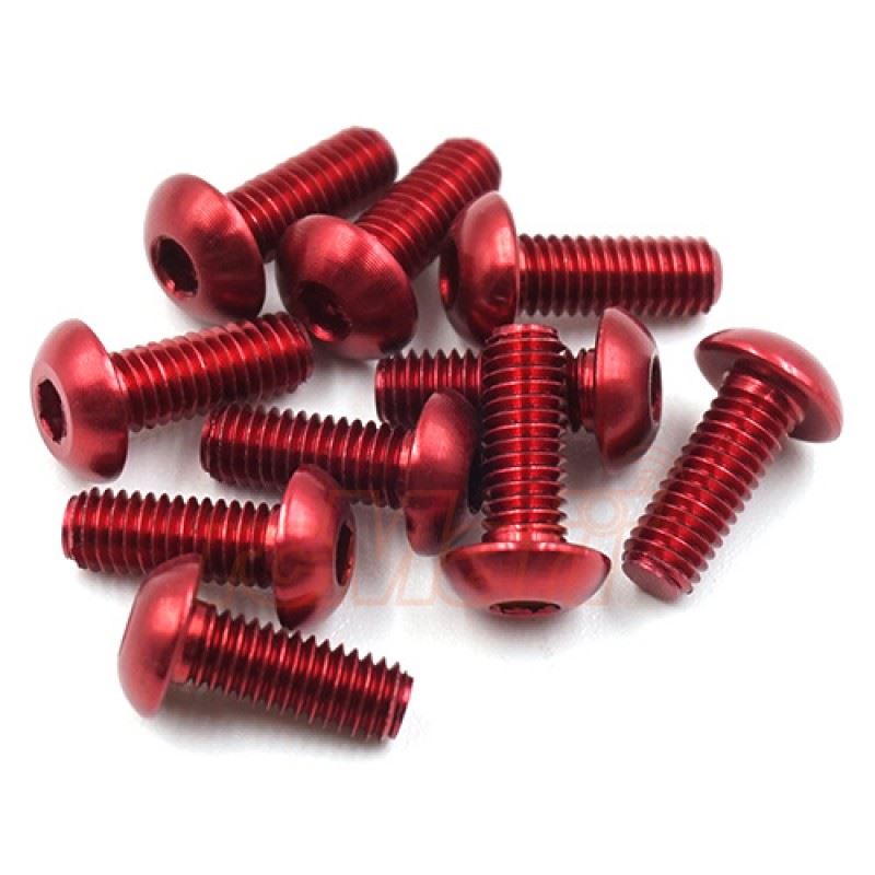 Yeah Racing Aluminum 7075 3x8mm Hex Socket Button Head Screws 10pcs Red