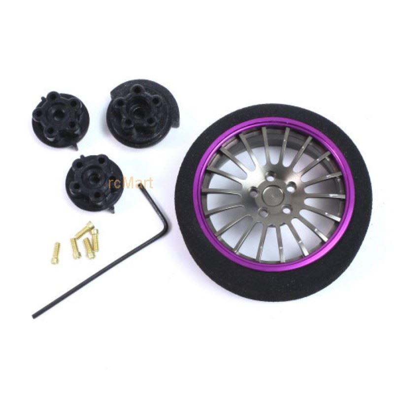 Yeah Racing Aluminum 18-Spoke Transmitter Steering Wheel Purple For Futaba KO Sanwa Flysky NB4