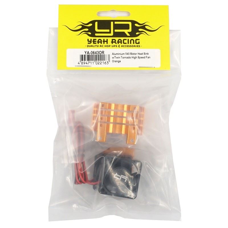 Yeah Racing Aluminium 540 550 Motor Heat Sink w/Twin Tornado High Speed Fan Orange