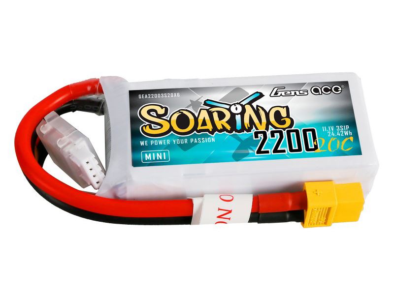 Gens Ace Li-Po 3S 11.1V Mini 2200Mah 20C Soaring With Xt60