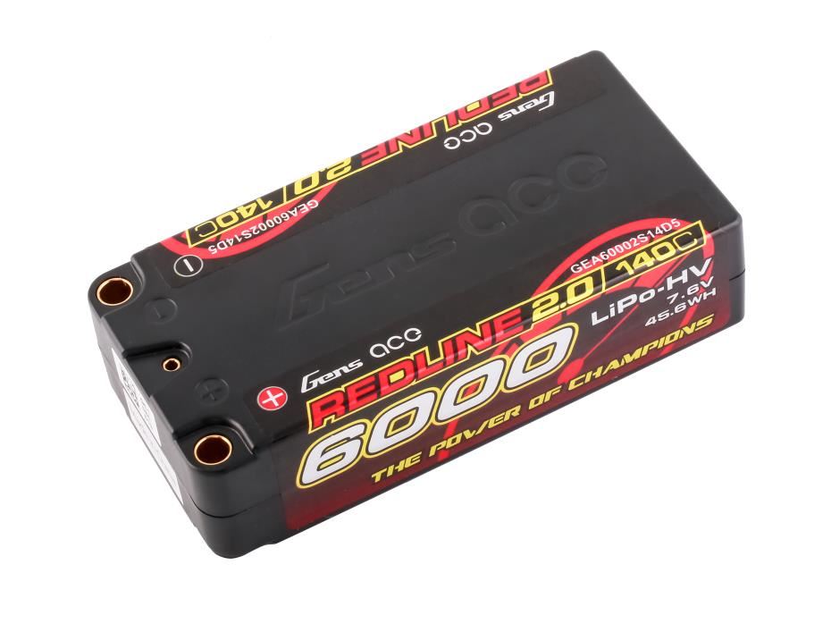 Gens Ace Li-Po HV Car Hard Case 2S2P 7.6V 6000mAh 140C RL2 Short 5mm