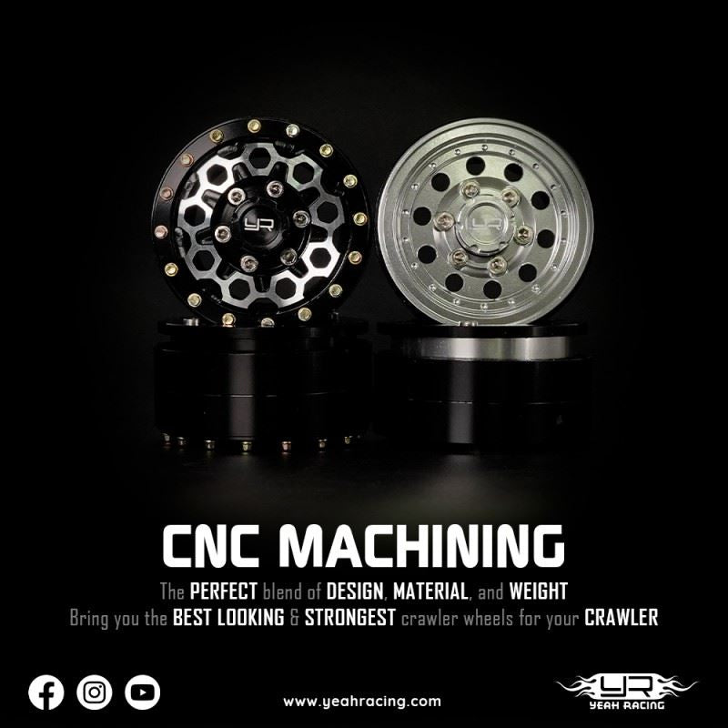 Yeah Racing 1.55 Aluminum Cnc 9 Spoke Beadlock Wheel 2Pcs