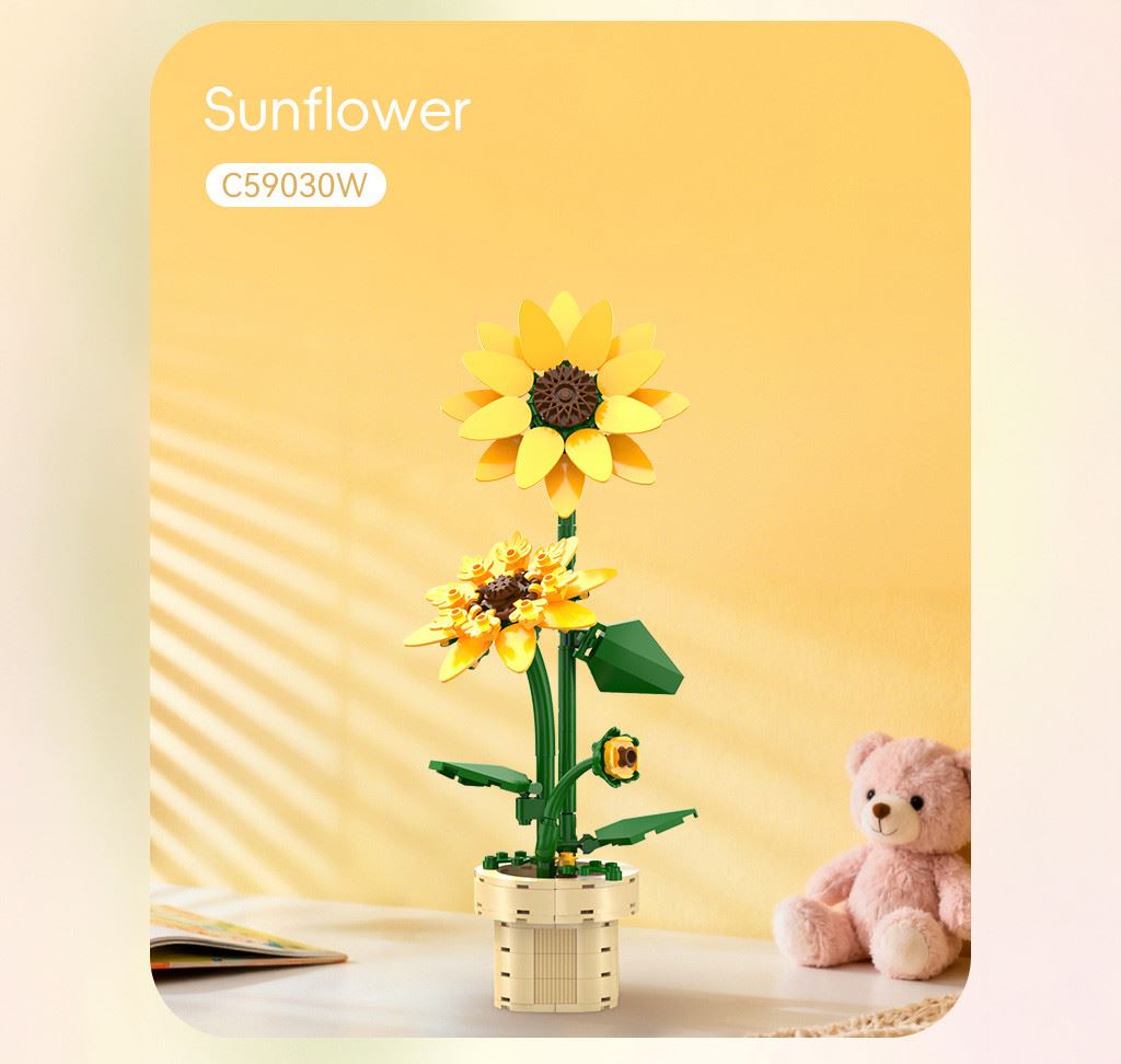 Cada Sunflower Building Block Planter - 187 Pcs